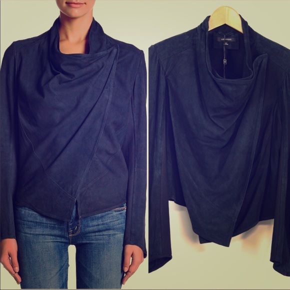 Sold!!! navy suede cascade jacket new xs - Picture 4 of 8